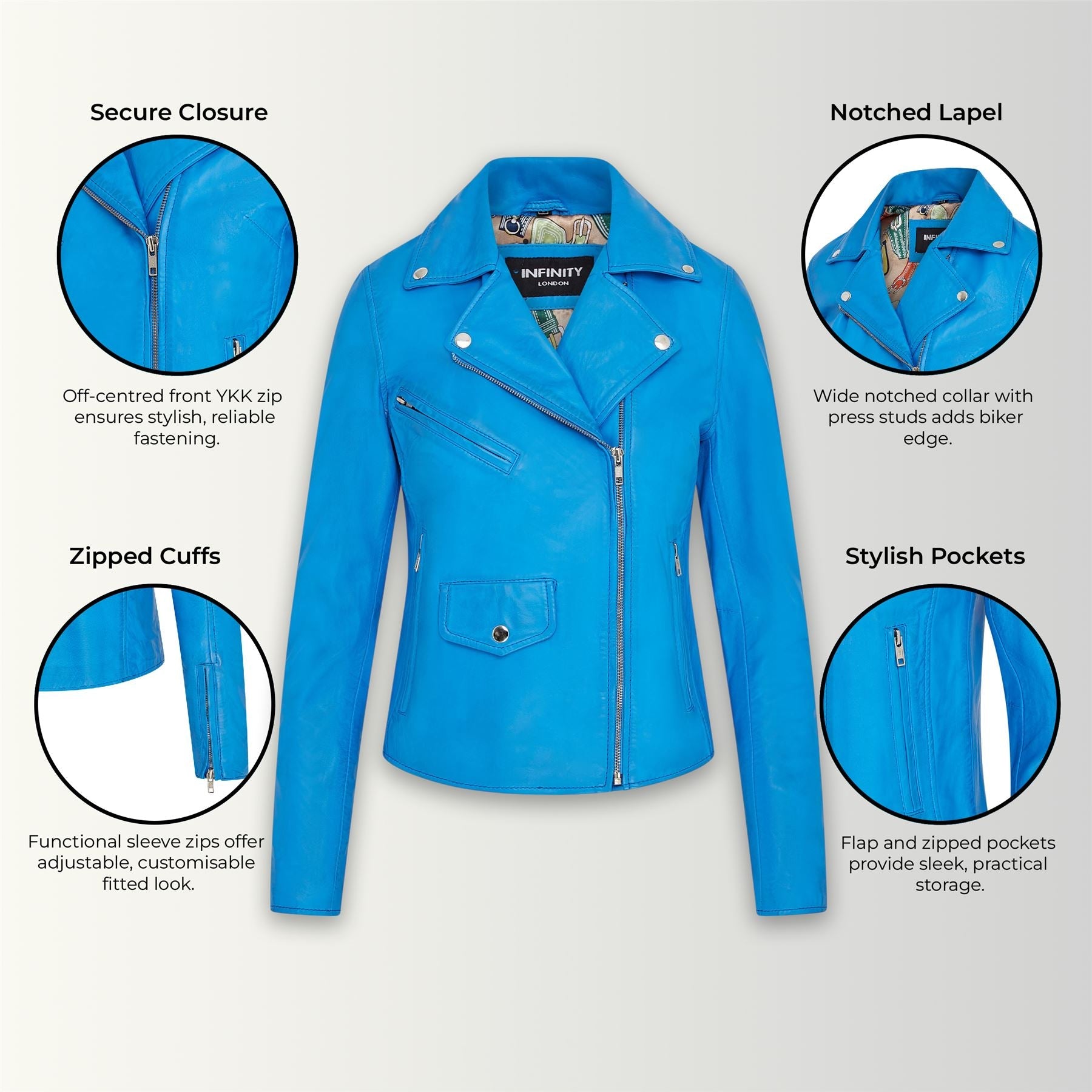 Women's Classic Brando Biker Leather Jacket - Broome