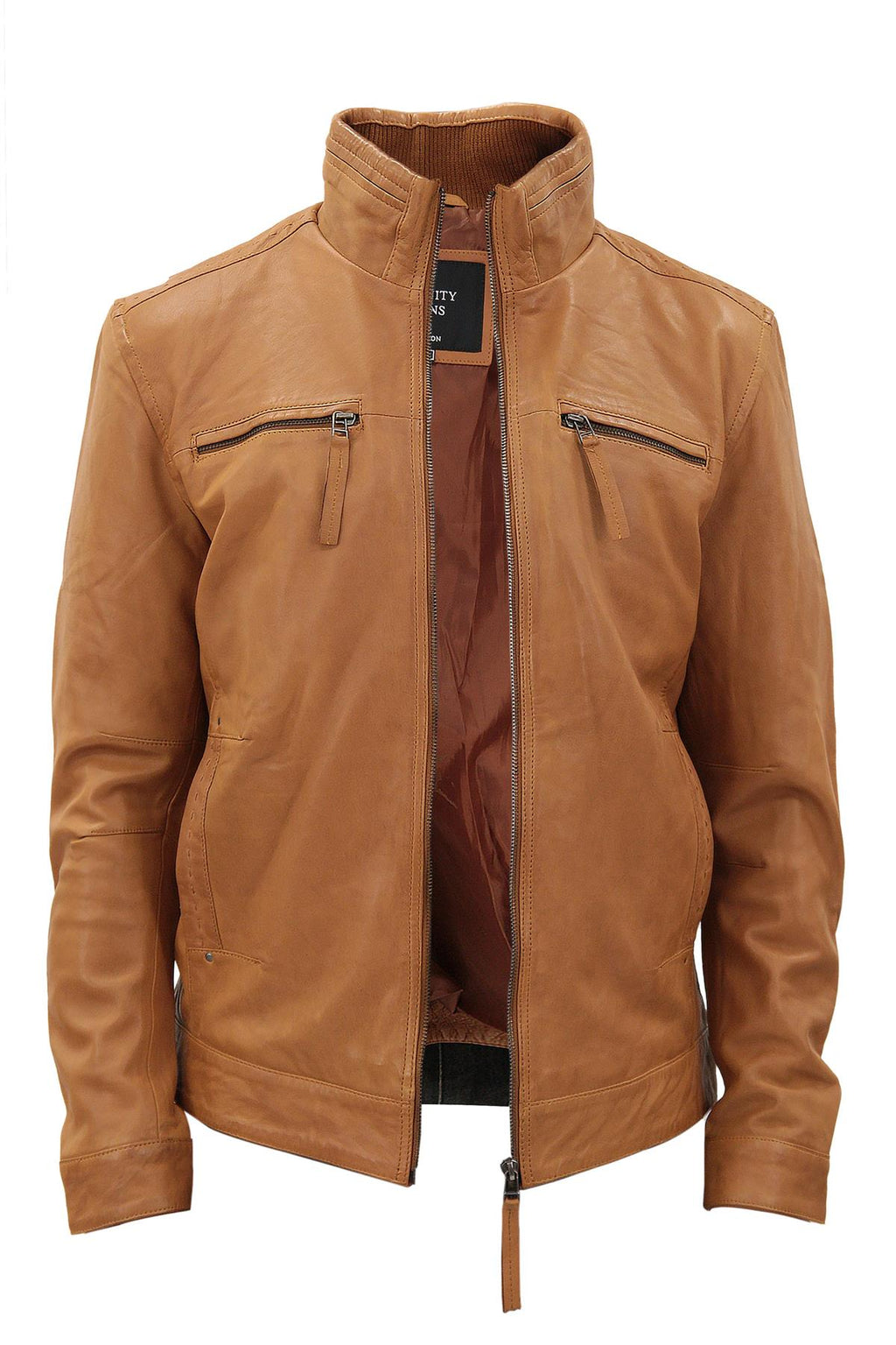 Mens Classic Leather Biker Jacket-Caracas