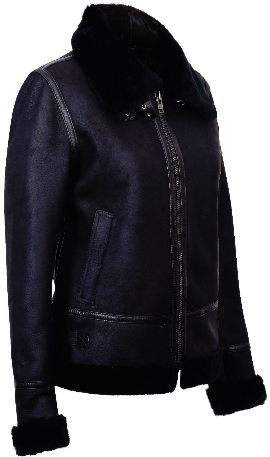 Womens Black B3 Sheepskin Leather Jacket-Campinas