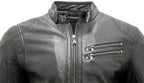 Mens Racer Black Nappa Leather Biker Jacket