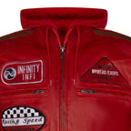 Mens Racing Hooded Leather Biker Jacket-Detroit