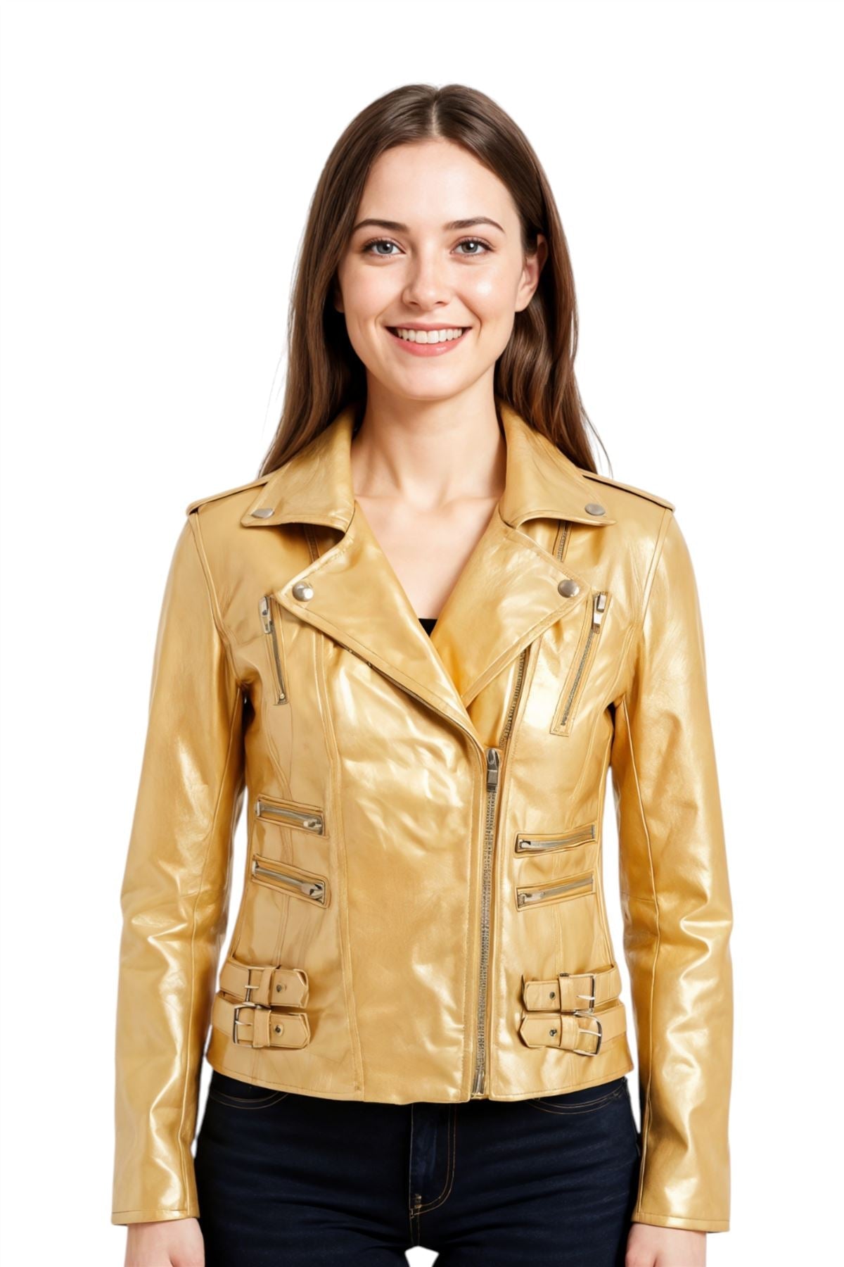 Womens Leather Vintage Brando Biker Jacket-Orlando