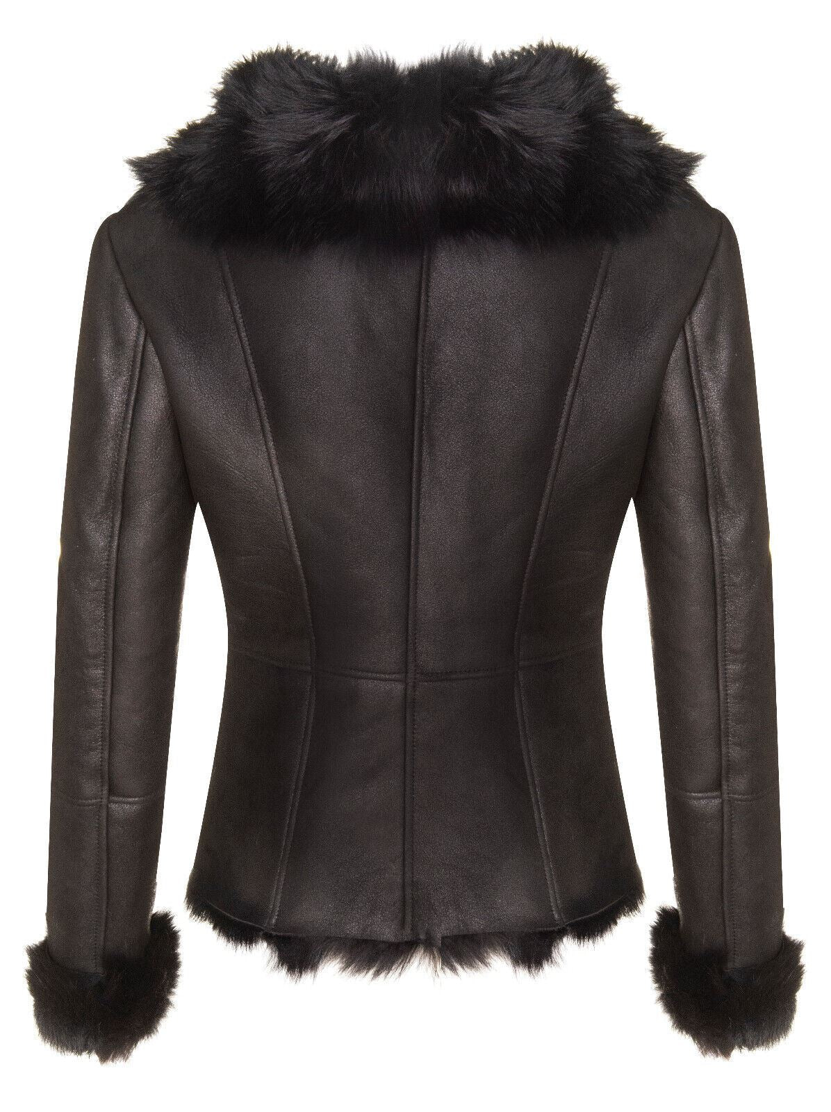 Womens Toscana Sheepskin Biker Jacket-Apopa