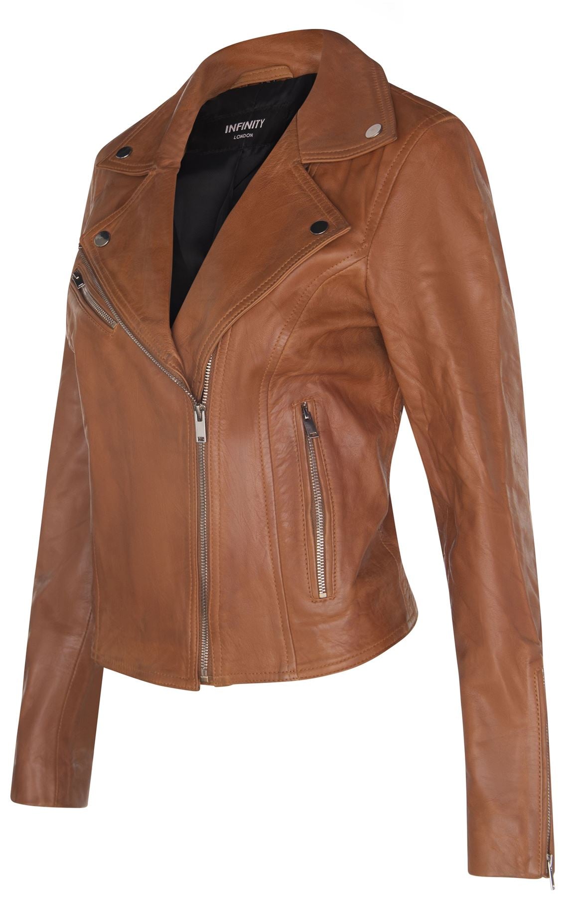Womens Classic Leather Brando Biker Jacket-Loughton