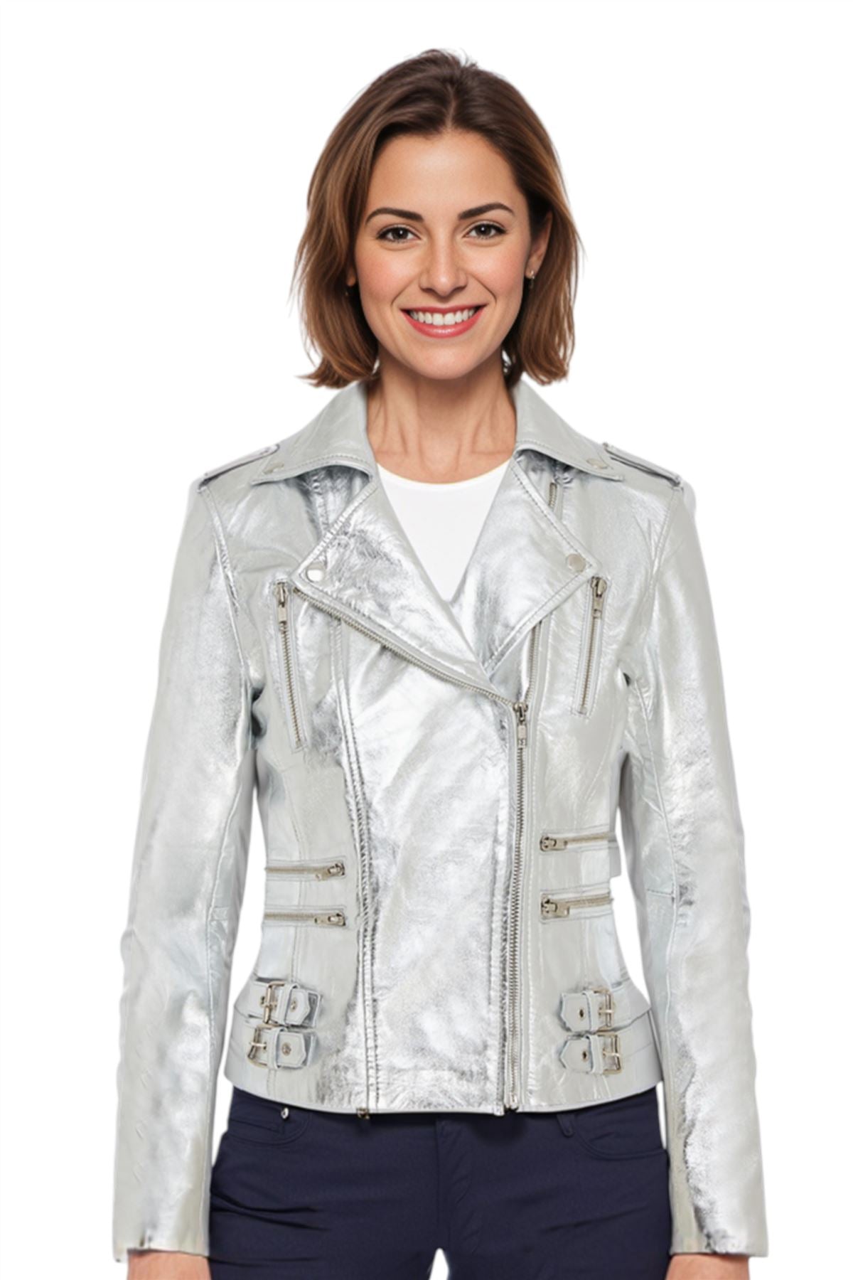 Womens Leather Vintage Brando Biker Jacket-Orlando