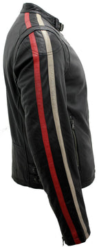 Mens Racer Black Nappa Leather Biker Jacket