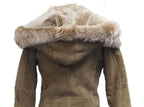 Womens Suede Toscana Sheepskin Hooded Trench Coat-Fribourg