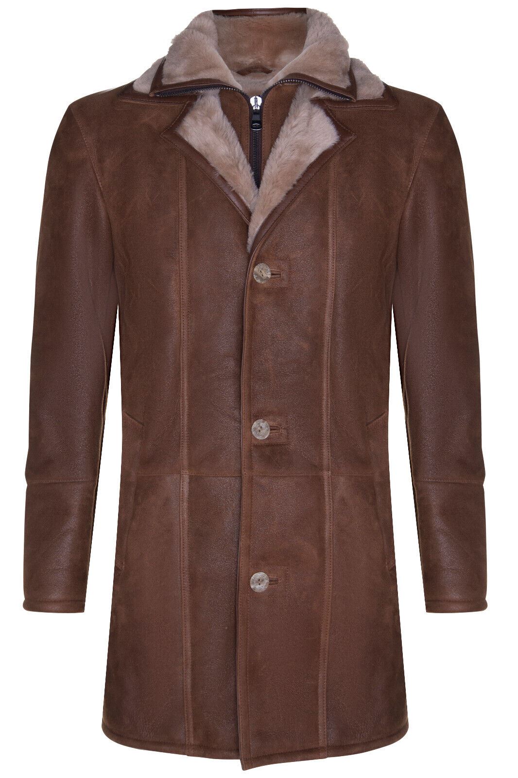 Mens Warm Shearling Sheepskin Leather Coat-Florence