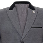 Mens 3/4 Grey Long Crombie Overcoat Jacket Herringbone Tweed Coat Peaky Blinder