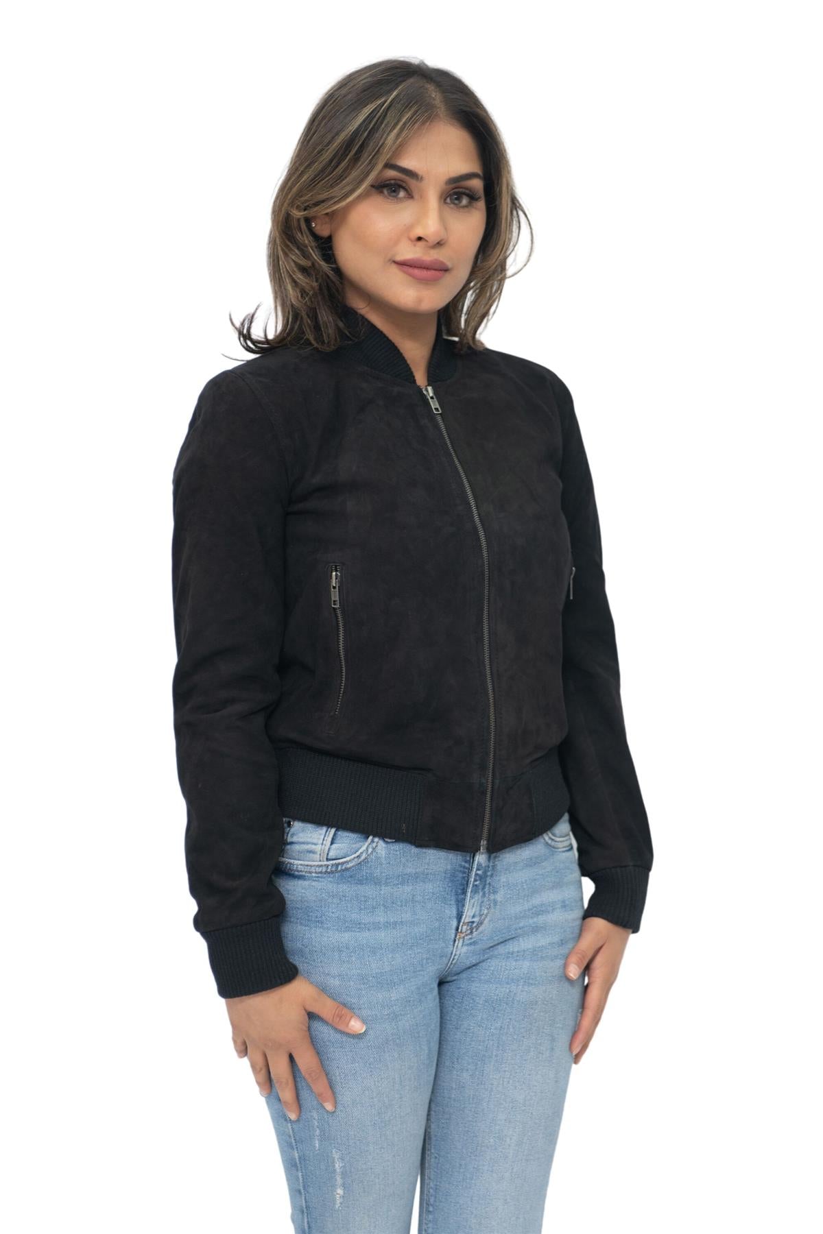 Womens MA-1 Suede Bomber Jacket-Arnhem