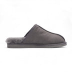 Men's Genuine Sheepskin Grey Suede Mule Winter Warm Non-Slip - Highland