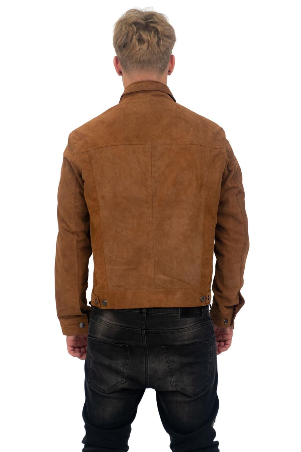 Mens Goat Suede Leather Jeans Jacket-Adelaide