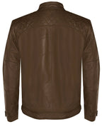 Men's Vintage Leather Quilted Biker Jacket-Monaco