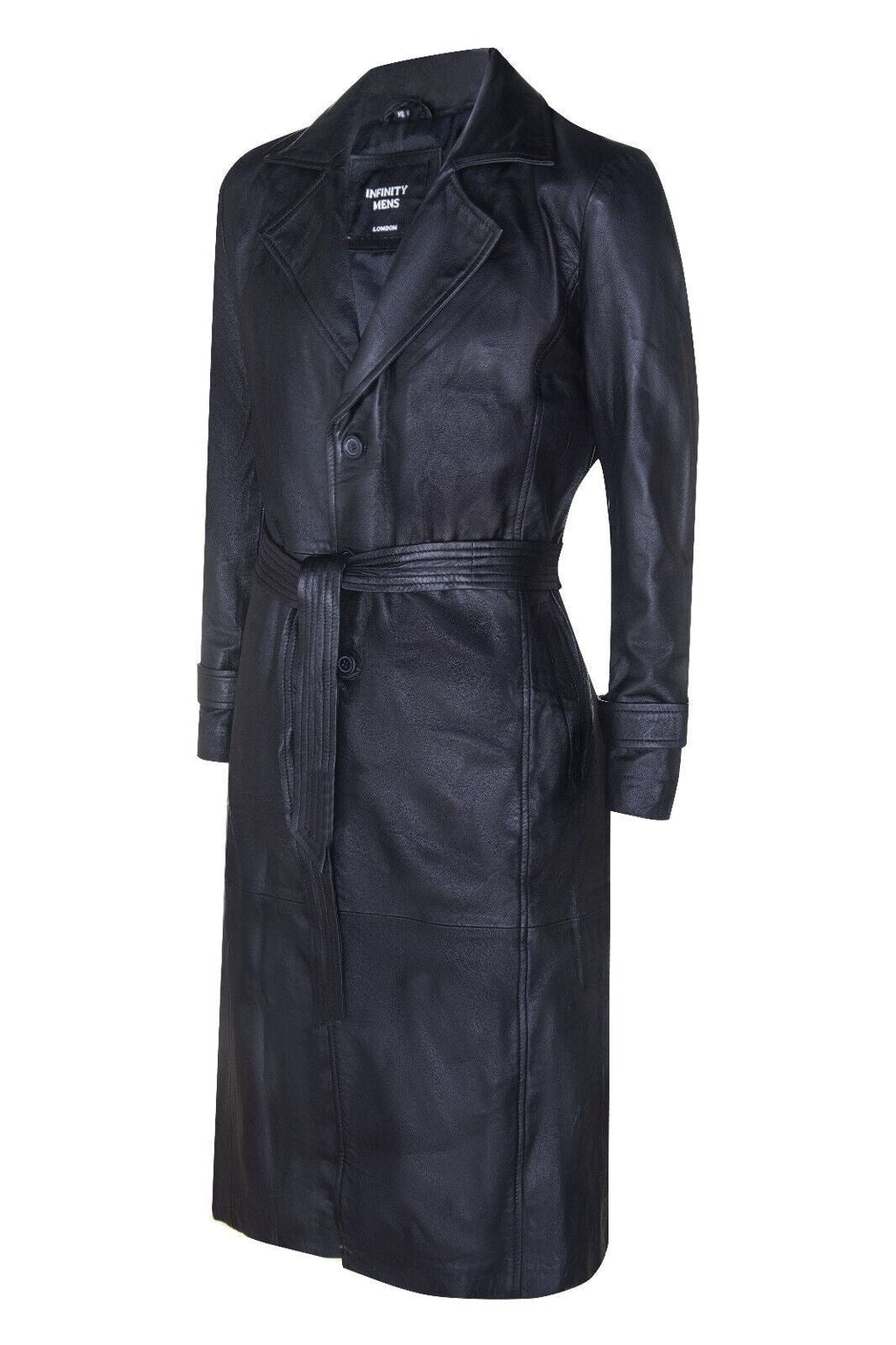 Mens Leather Full Length Trench Coat-Appleton