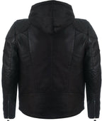 Mens Retro Hooded Leather Bomber Jacket-Zaria