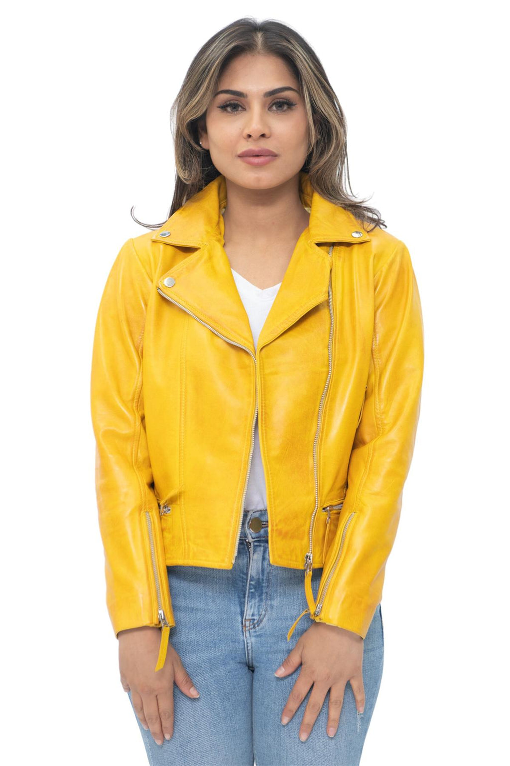 Womens Leather Biker Jacket-Stockholm