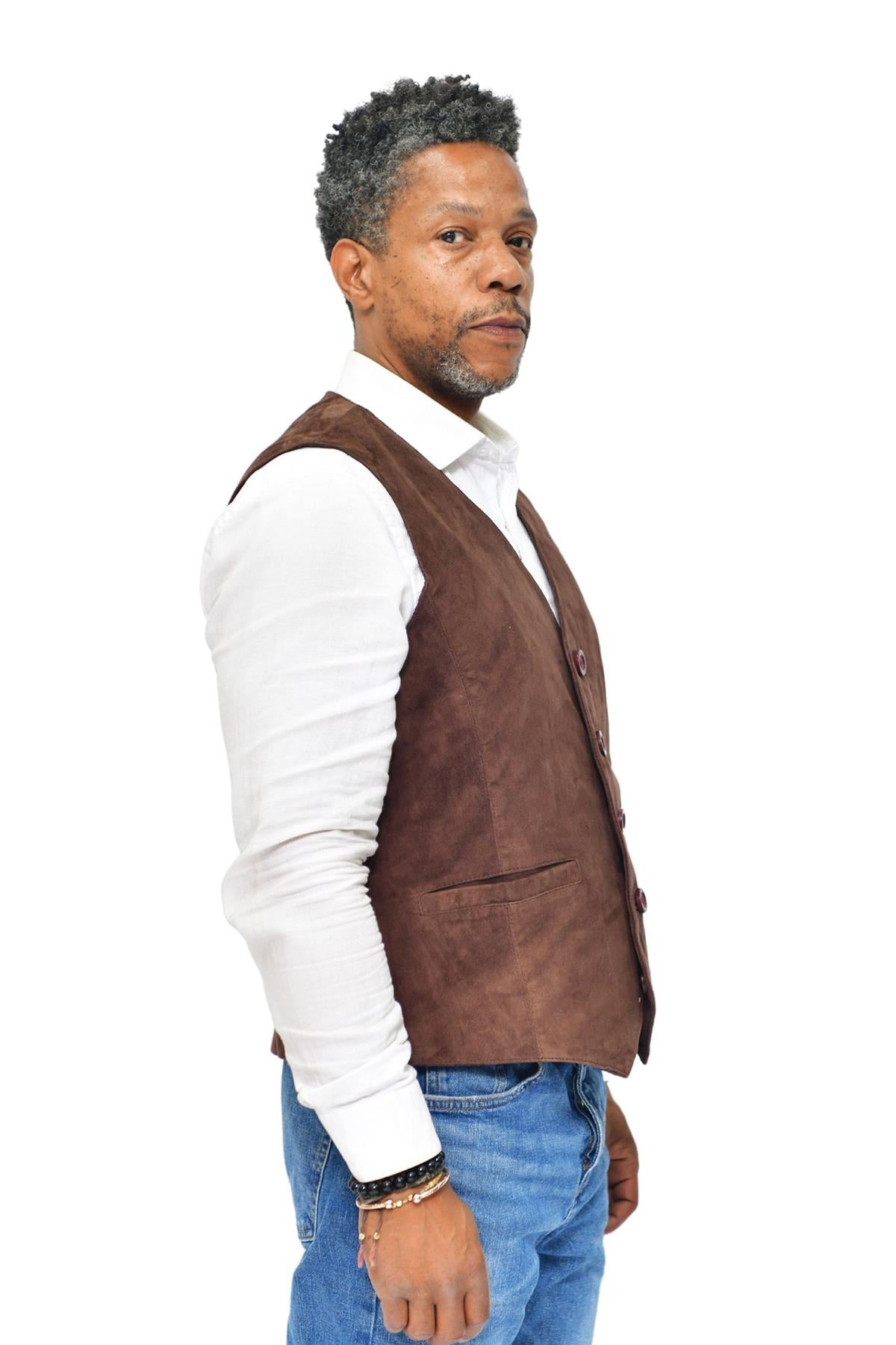 Mens Classic Goat Suede Leather Waistcoat-Norwich