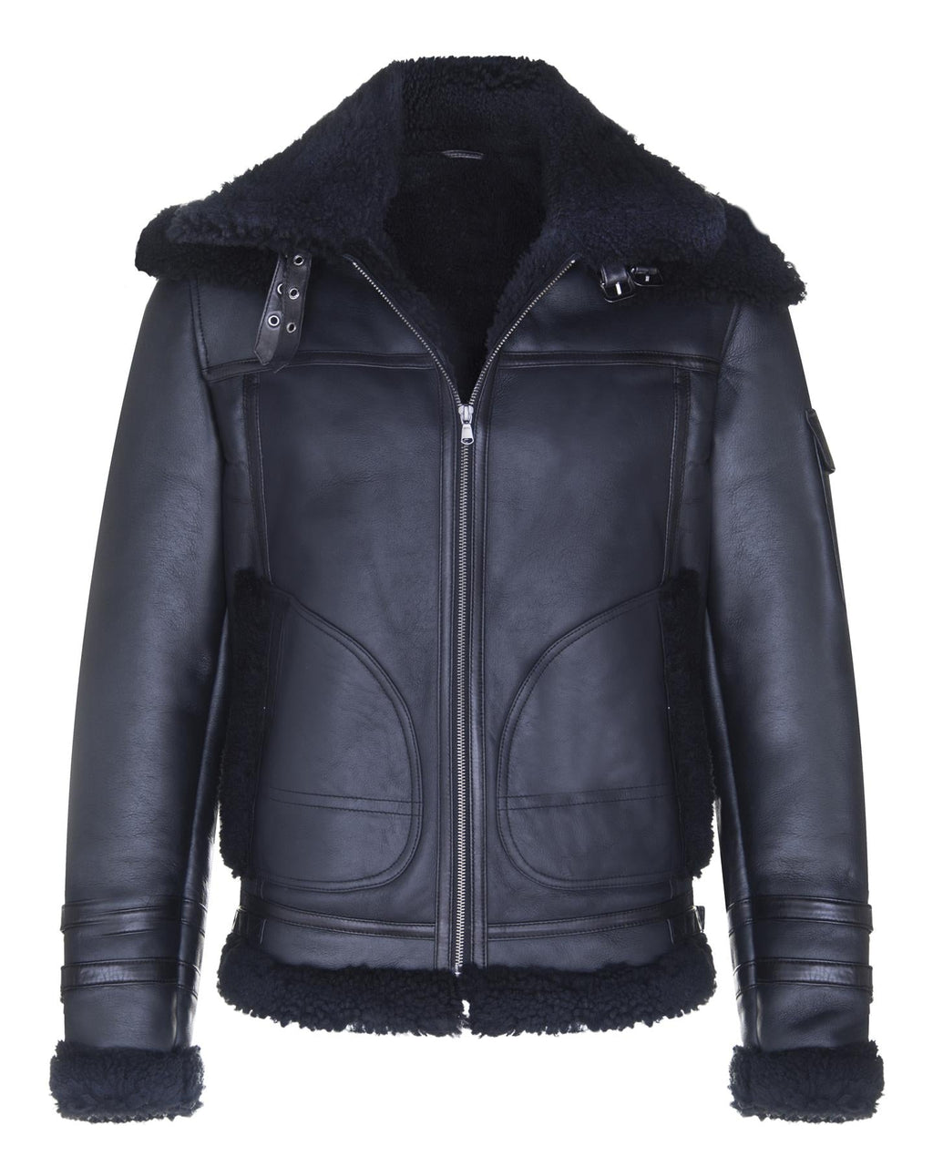 Mens Retro Biker Sheepskin Jacket-Avignon
