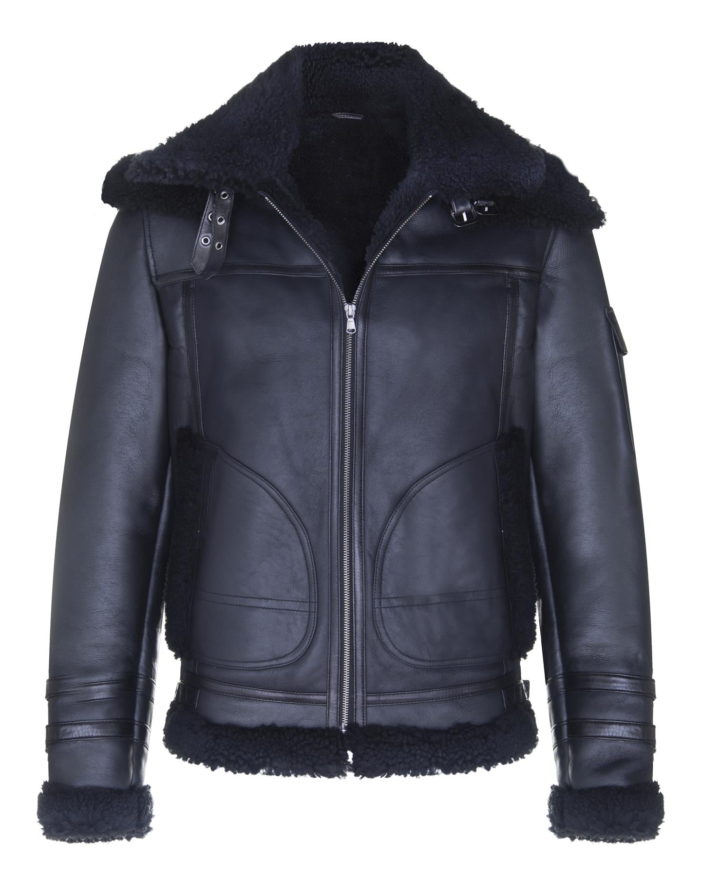 Mens Retro Biker Sheepskin Jacket-Avignon