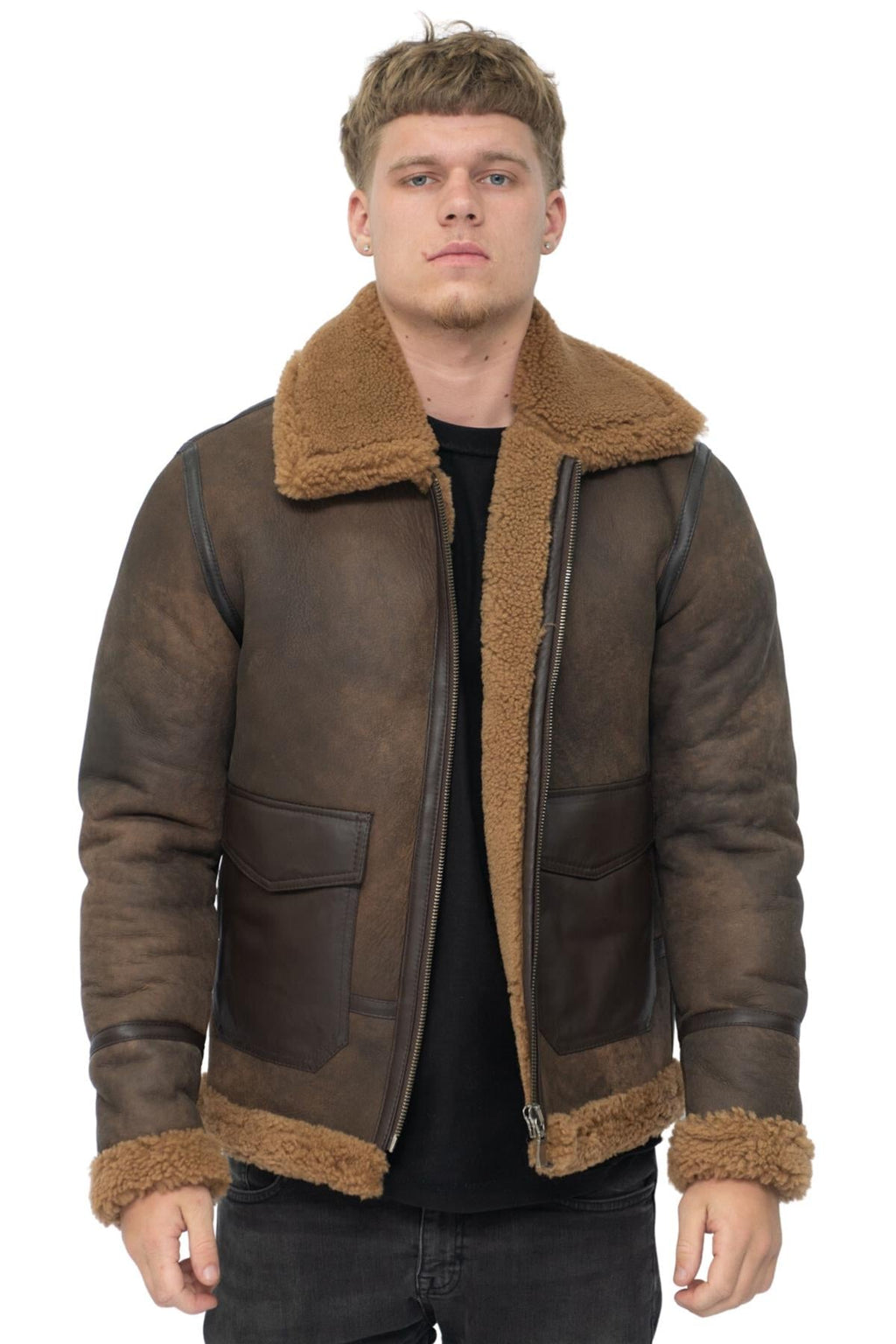 Mens Antique B3 Sheepskin Jacket-Aviles