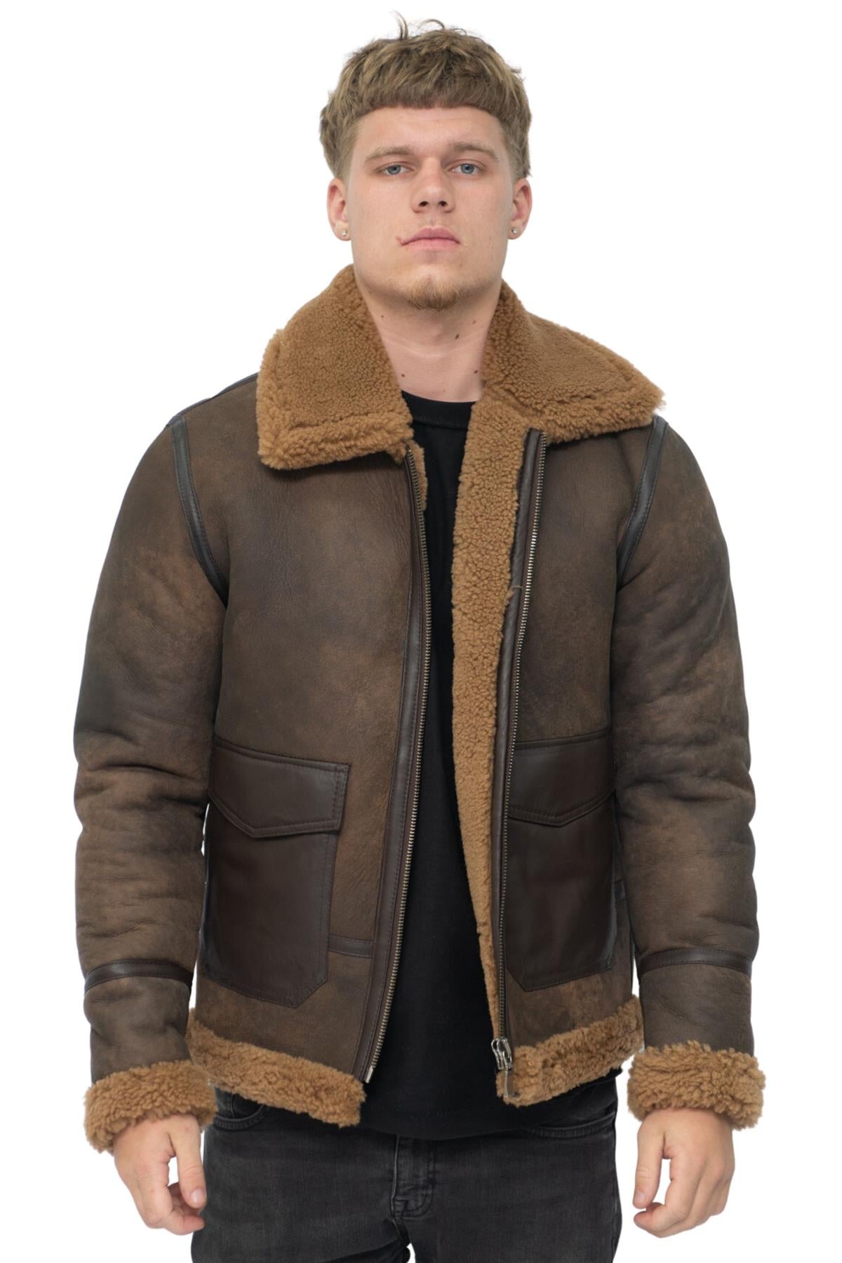 Mens Antique B3 Sheepskin Jacket-Aviles