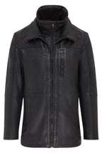 Mens Warm Mid-Length Leather Biker Coat - Sikander