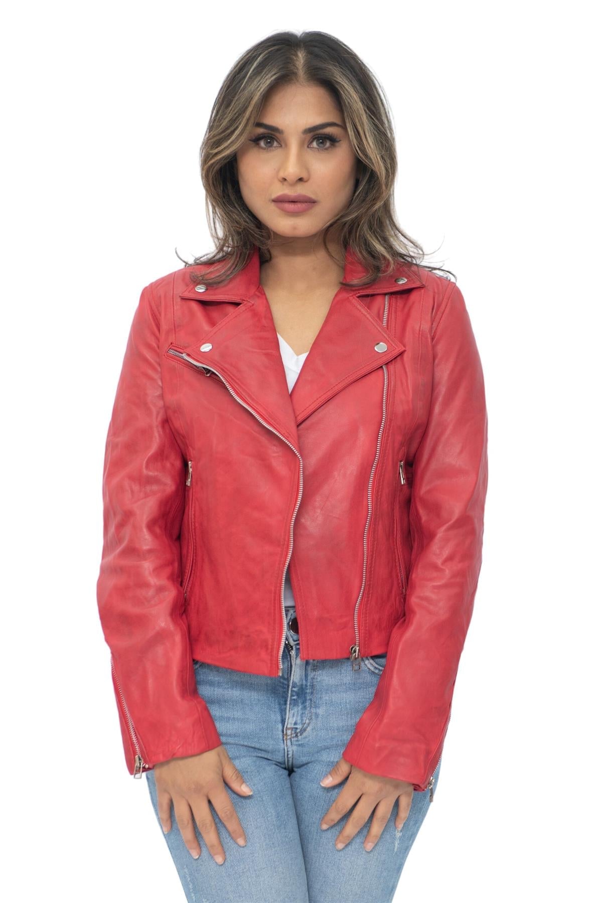 Womens Leather Biker Jacket-Zanzibar