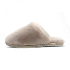 Women's Sheepskin Slippers Taupe Warm Winter Fur Mule - Aurora