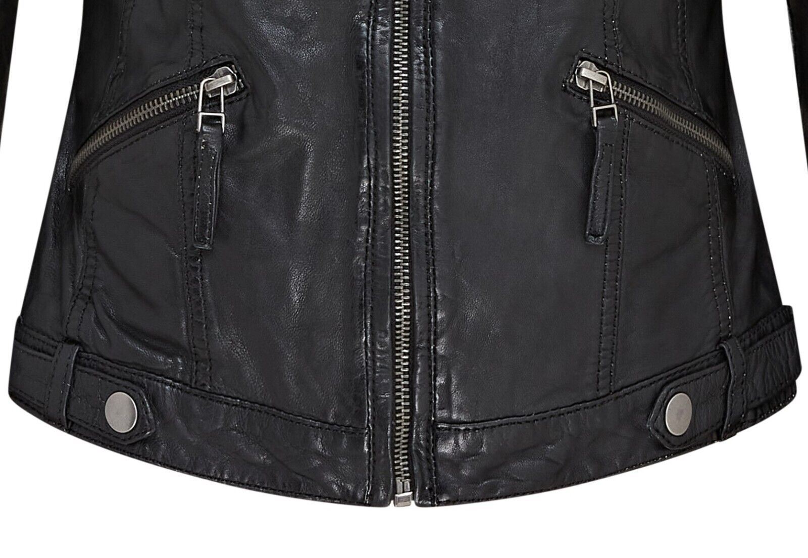 Womens Hooded Classic Biker Jacket - Brazzaville