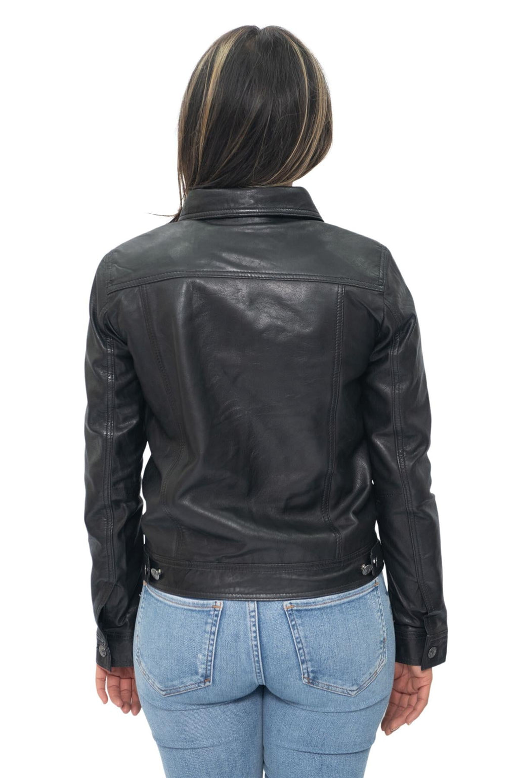 Womens Leather Trucker Jeans Jacket-Anderlecht