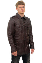 Mens Leather Parka Safari Coat-Mesa Verde