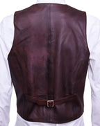 Mens Leather Waistcoat Formal Traditional Gilet Vest