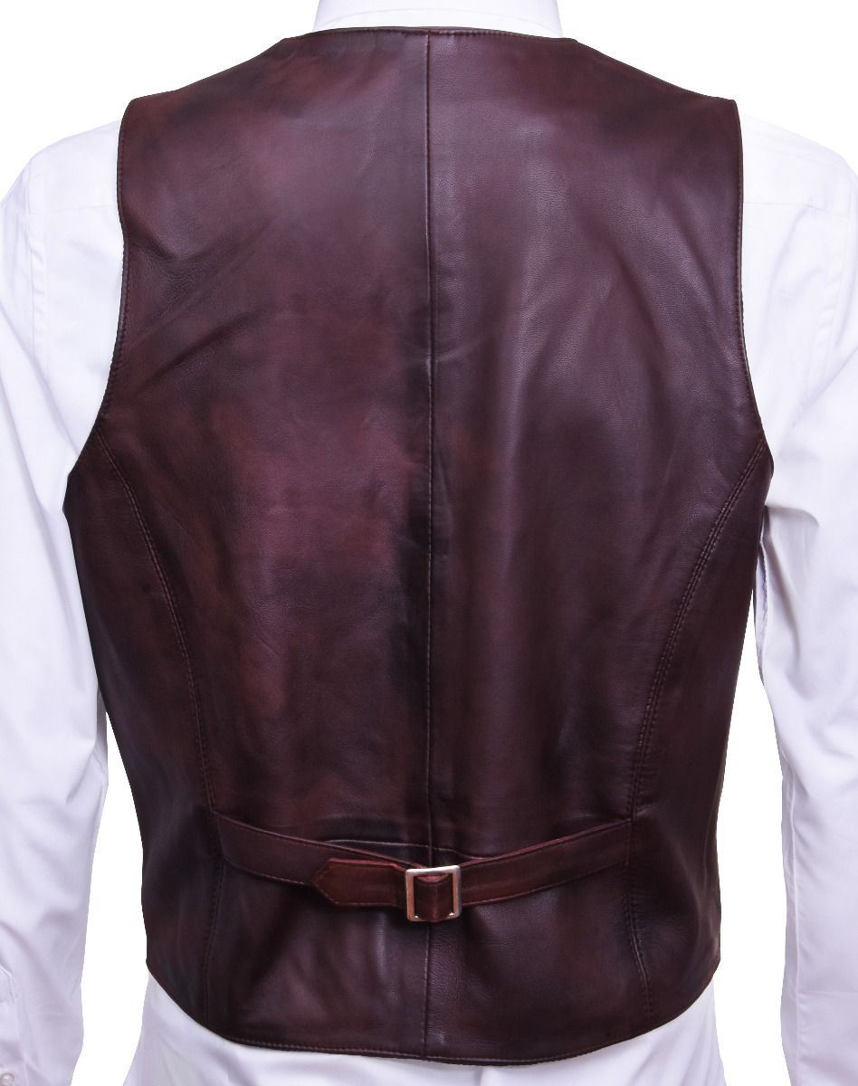 Mens Leather Waistcoat Formal Traditional Gilet Vest