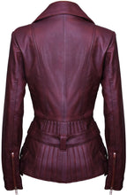 Womens Long Leather Biker Jacket-Quito
