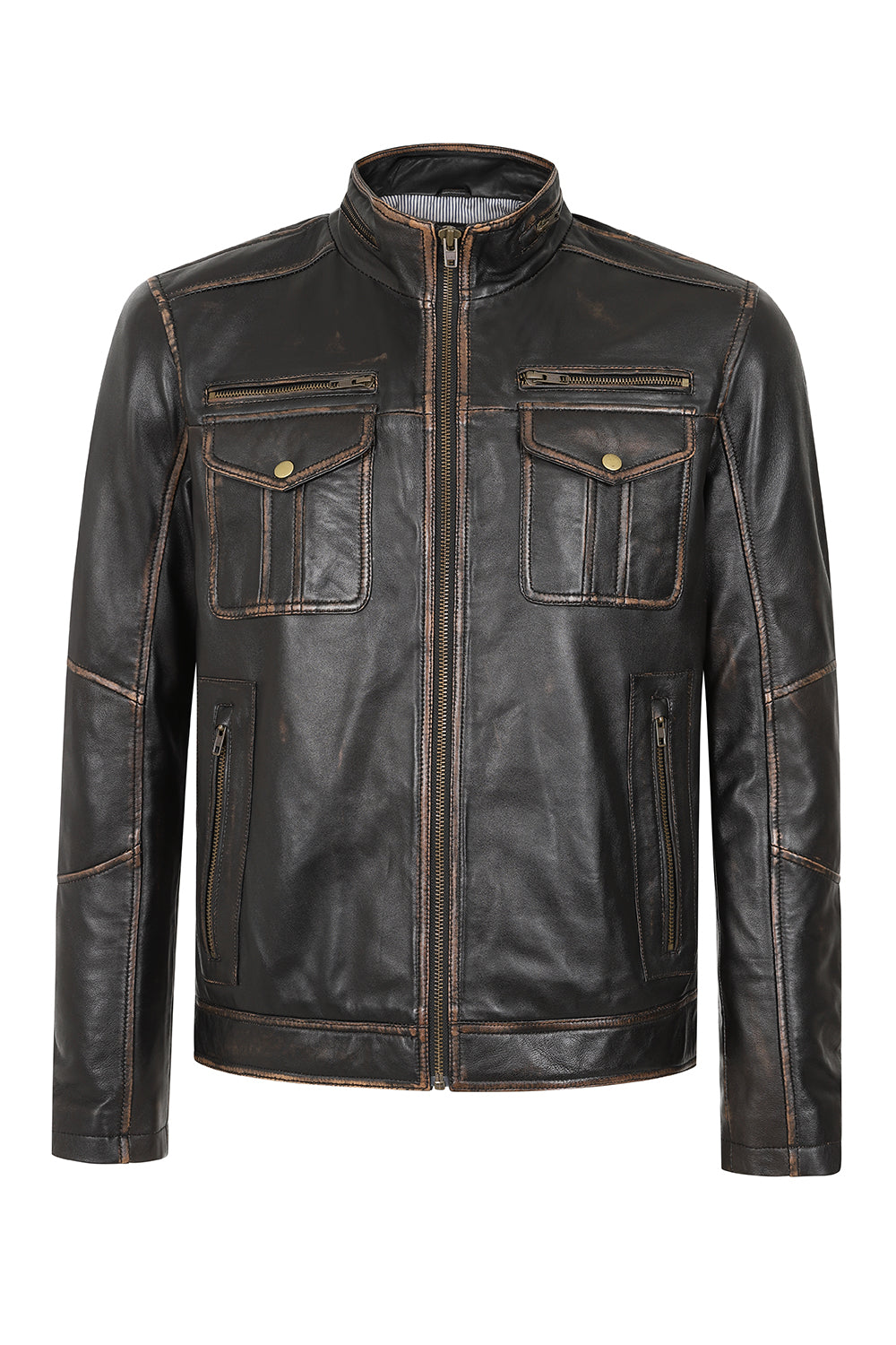 ARMANDO Men's Genuine Nappa Leather Jacket - Classic Brown