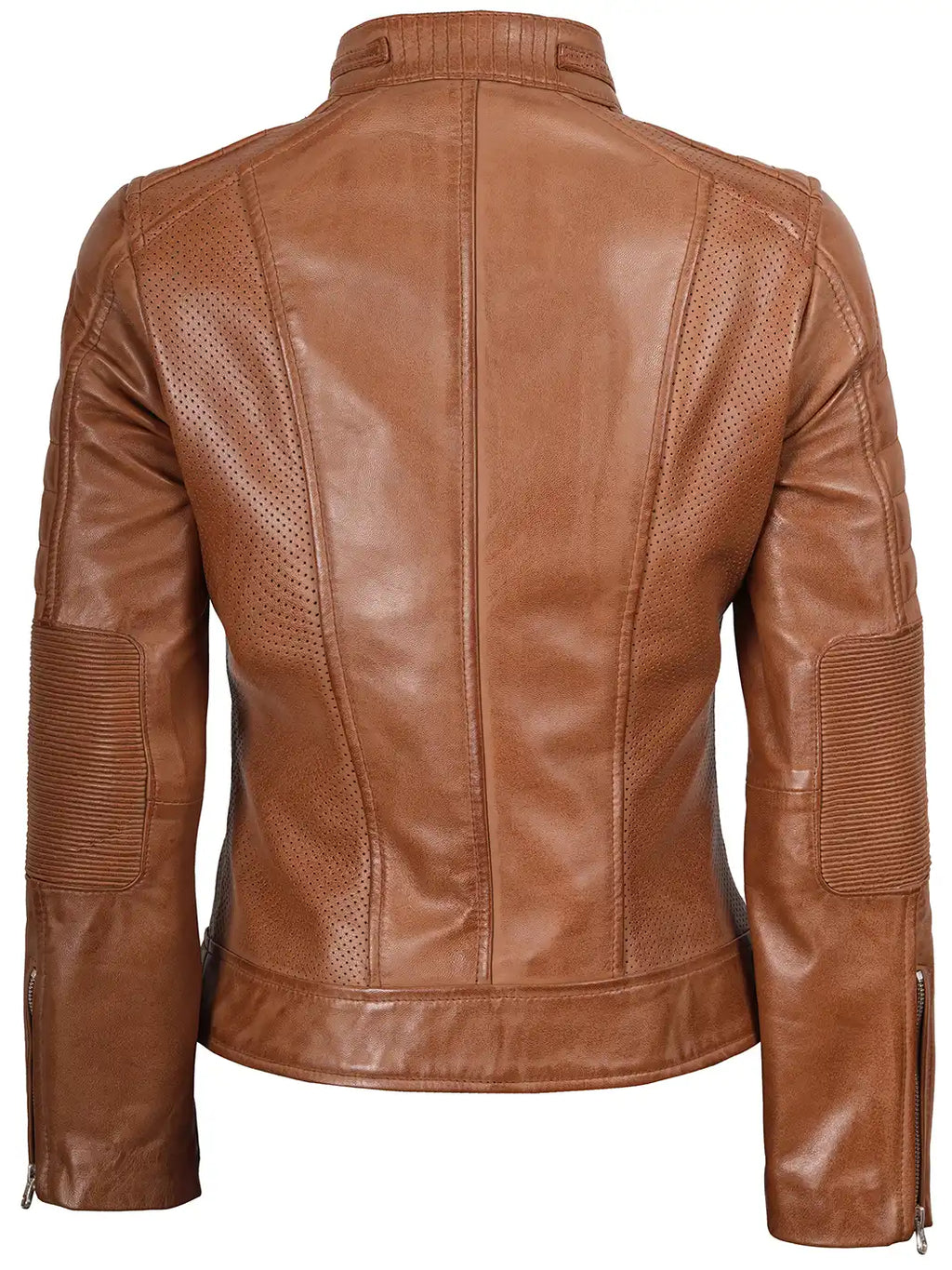 Austin Womens Tan Brown Biker Style Leather Jacket