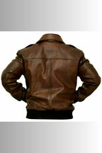 Air Rolf G-1 A-2 Aviator Distressed Brown Bomber Leather Jacket