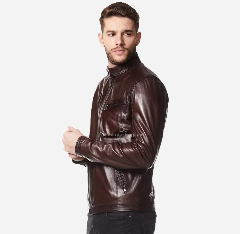 CORWIN Biker Leather Jacket for Men in Black and Brown
