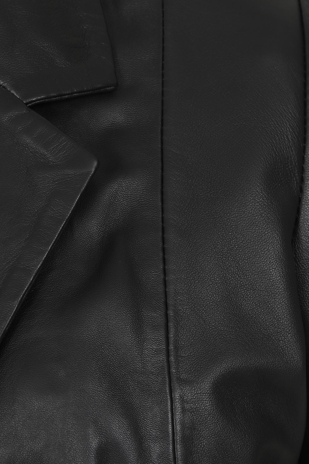 Luxury Nappa Leather Blazer Jacket - Women's Hip Length Black