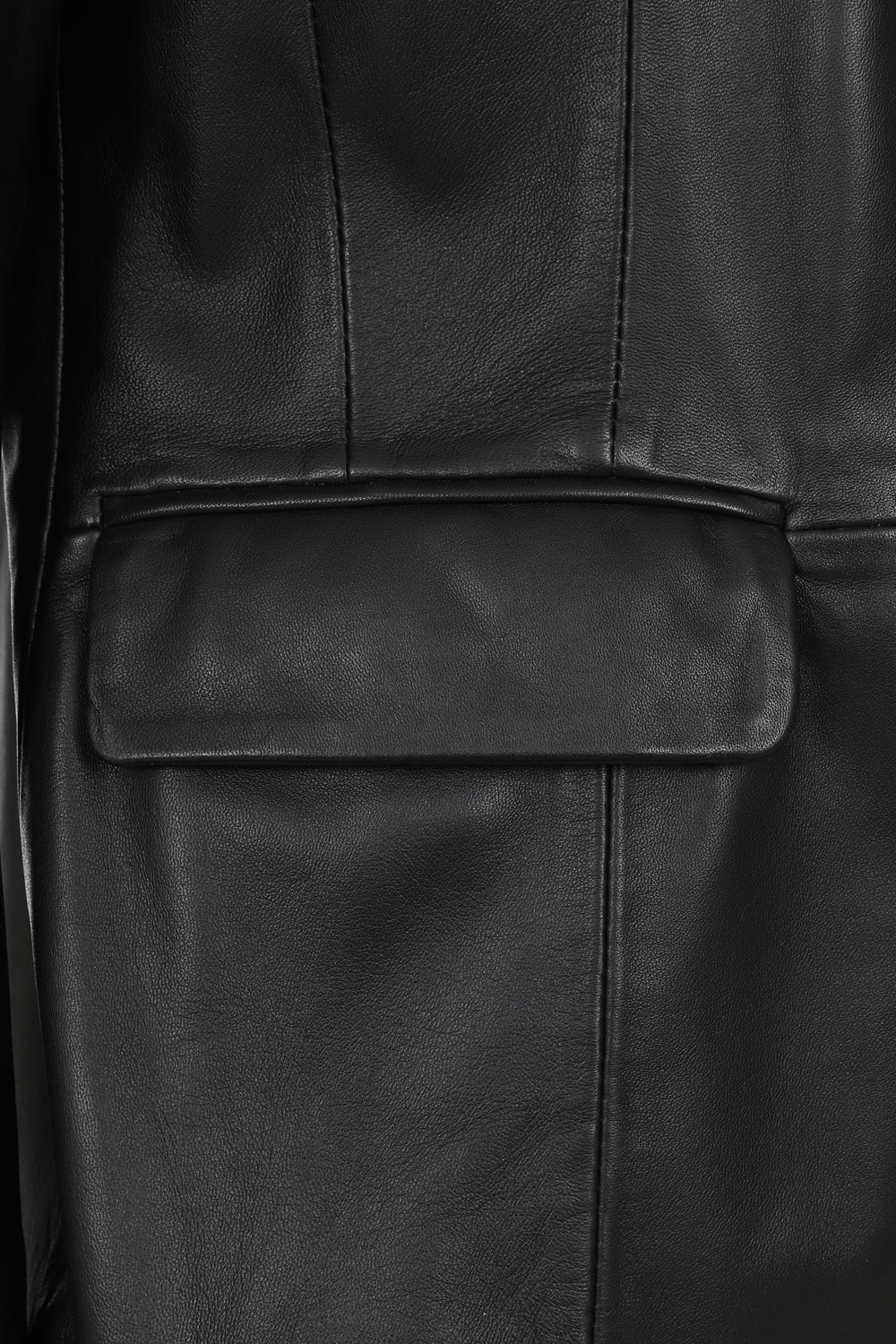 Luxury Nappa Leather Blazer Jacket - Women's Hip Length Black
