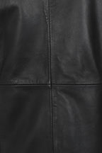 Luxury Nappa Leather Blazer Jacket - Women's Hip Length Black