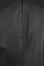 Luxury Nappa Leather Blazer Jacket - Women's Hip Length Black