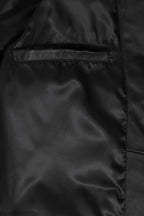 Luxury Nappa Leather Blazer Jacket - Women's Hip Length Black