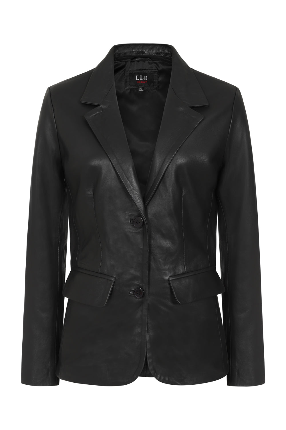 KAREN Nappa Leather Blazer Jacket - Women's Black Hip Length