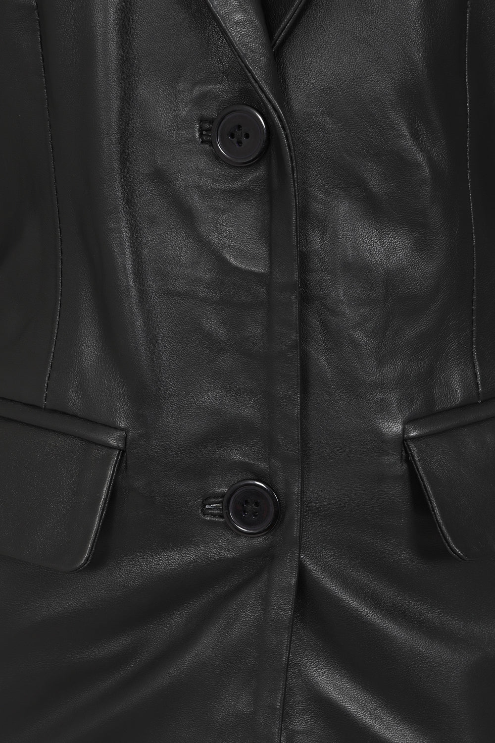 KAREN Nappa Leather Blazer Jacket - Women's Black Hip Length