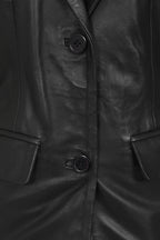 KAREN Nappa Leather Blazer Jacket - Women's Black Hip Length