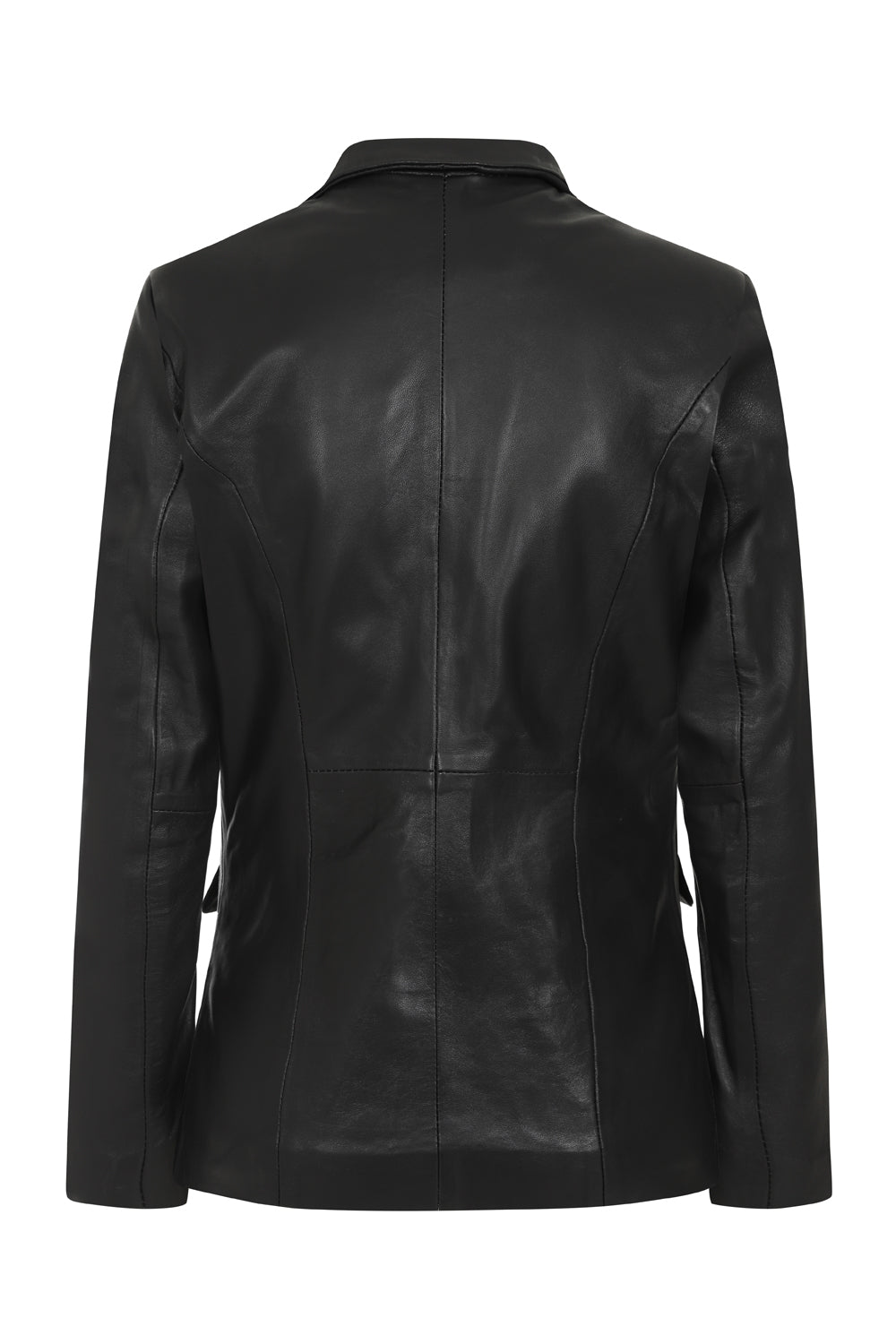 KAREN Nappa Leather Blazer Jacket - Women's Black Hip Length