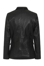 KAREN Nappa Leather Blazer Jacket - Women's Black Hip Length