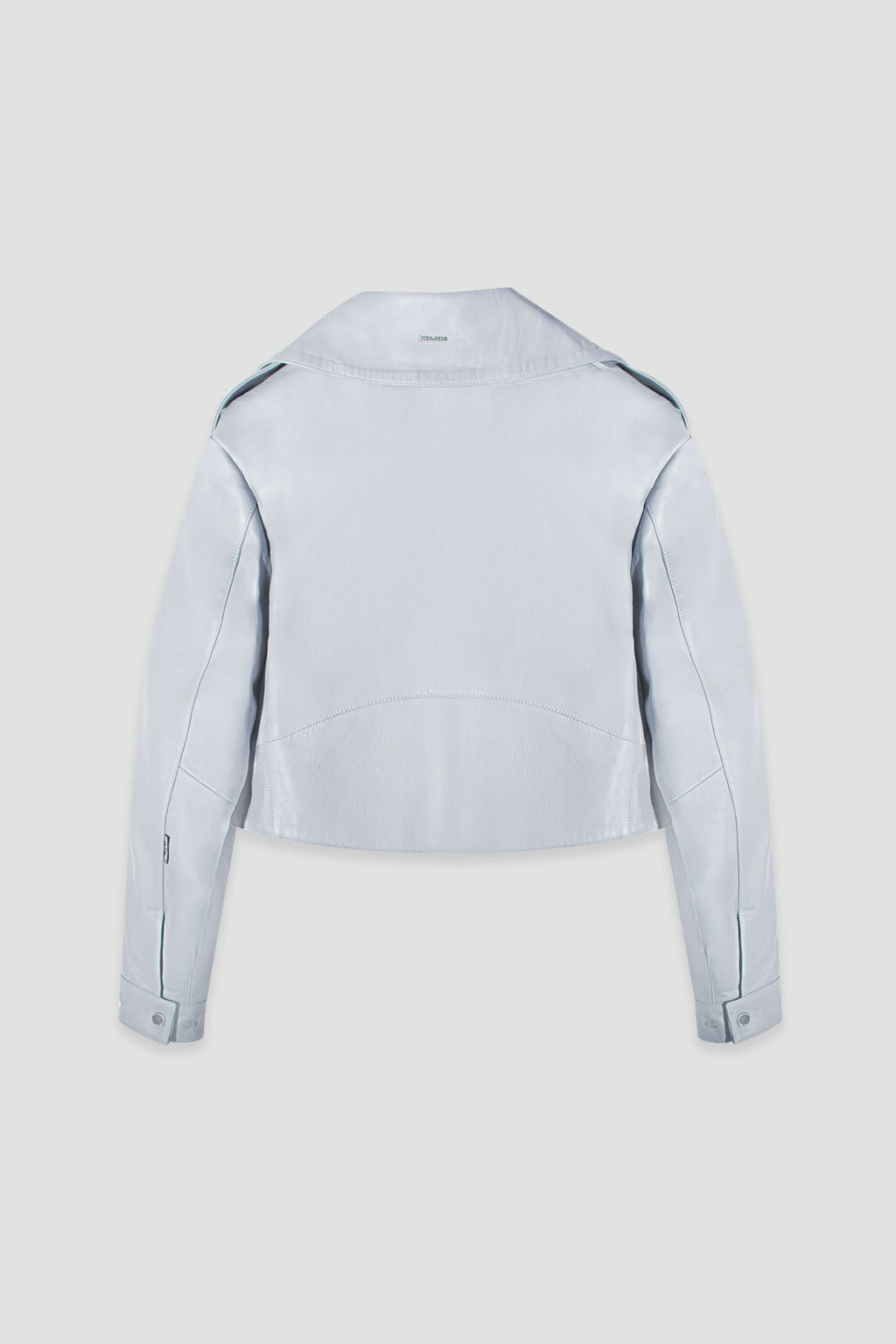 Cropped Blouson: Celestial Blue Leather Jacket