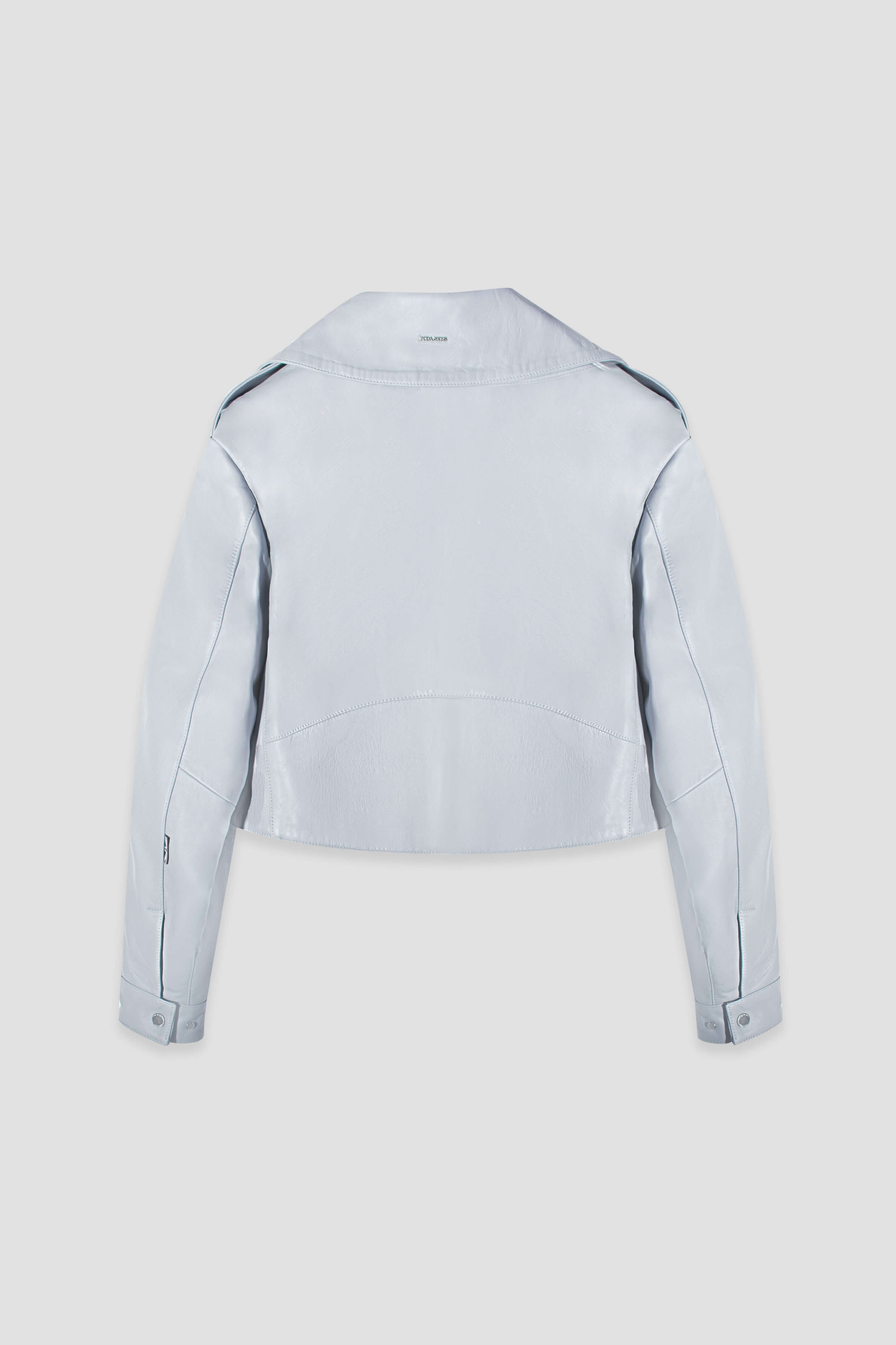 Cropped Blouson: Celestial Blue Leather Jacket